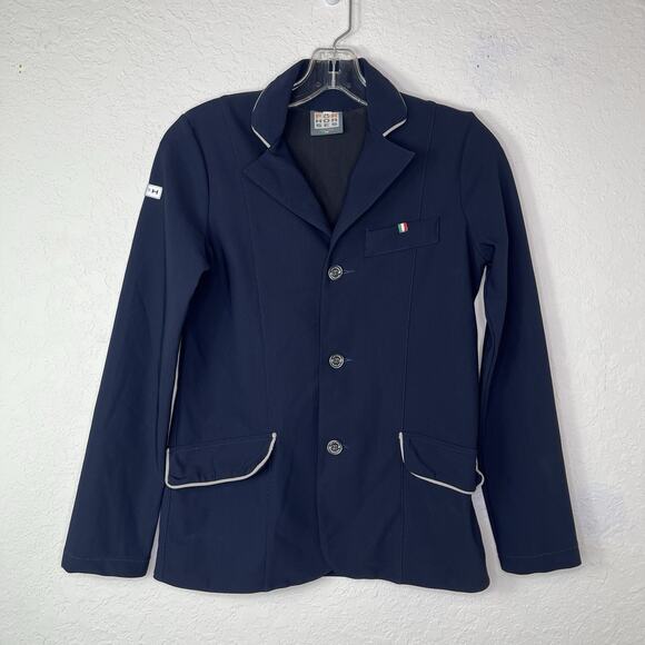 For Horses "Christian" boys show jacket light technical Navy Blue Size 16 - Picture 2 of 10